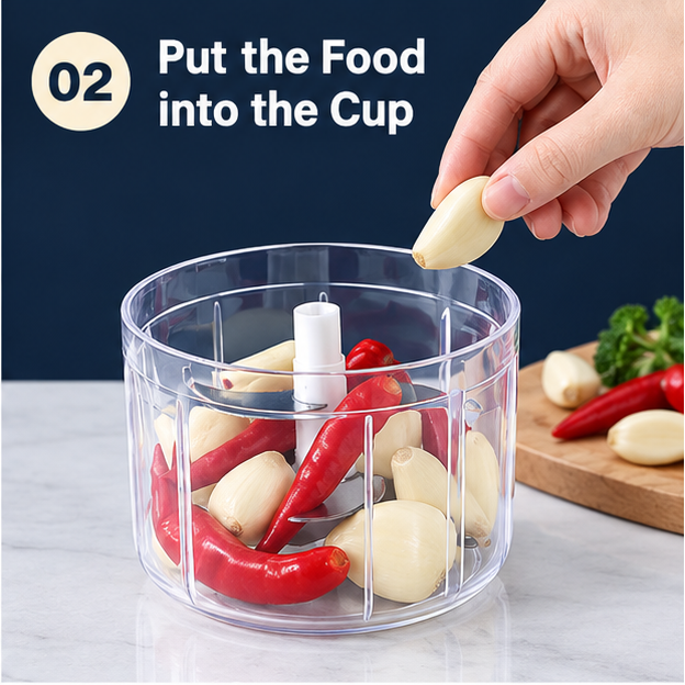 Put the ingredients in the cup